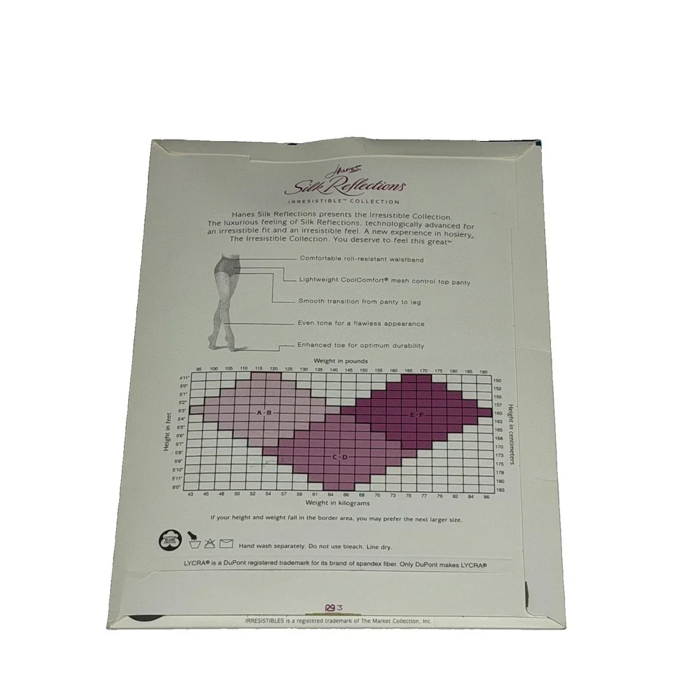 Hanes Pantyhose Silk Reflections H01 Sz CD Gentlebrown Control Top Enhanced Toe